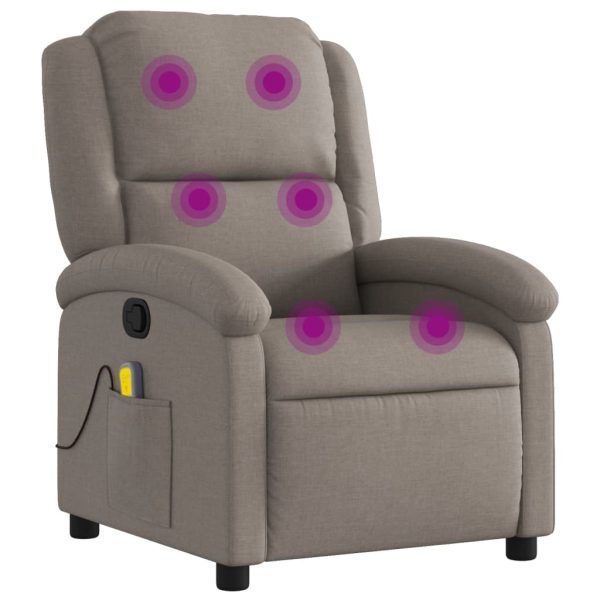 Poltrona de massagens reclinável tecido cinzento-acastanhado - Image 2