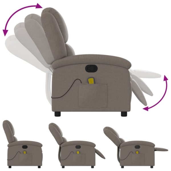 Poltrona de massagens reclinável tecido cinzento-acastanhado - Image 7