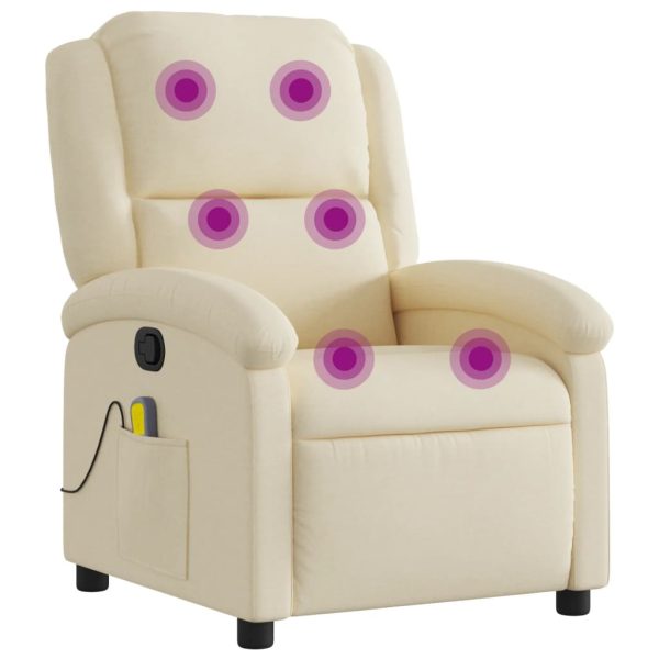 Poltrona de massagens reclinável tecido cor creme - Image 2
