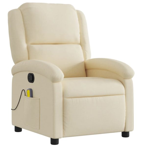 Poltrona de massagens reclinável tecido cor creme - Image 3