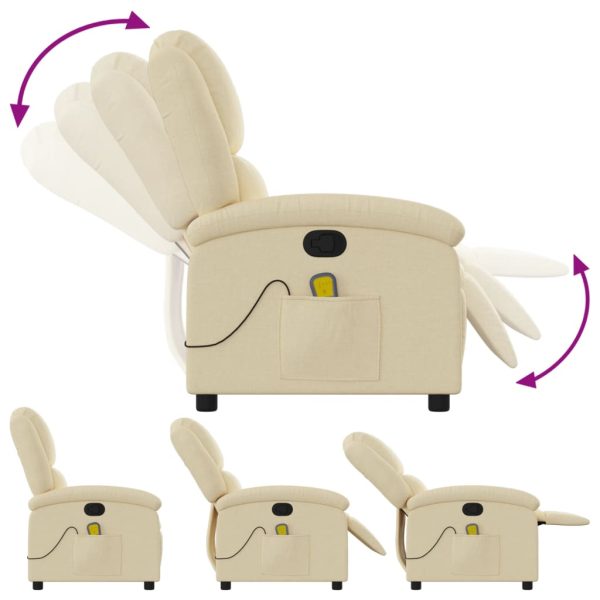 Poltrona de massagens reclinável tecido cor creme - Image 7