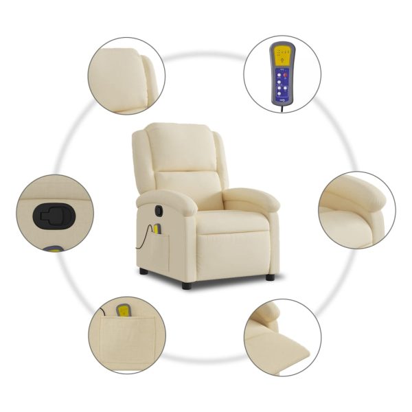 Poltrona de massagens reclinável tecido cor creme - Image 8