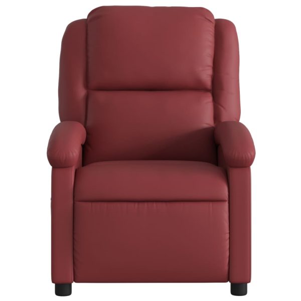 Poltrona reclinável couro artificial vermelho tinto - Image 3
