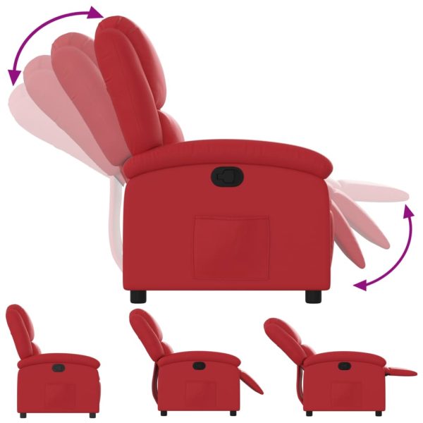 Poltrona reclinável couro artificial vermelho - Image 6