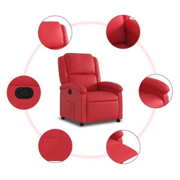 Poltrona reclinável couro artificial vermelho - Image 7