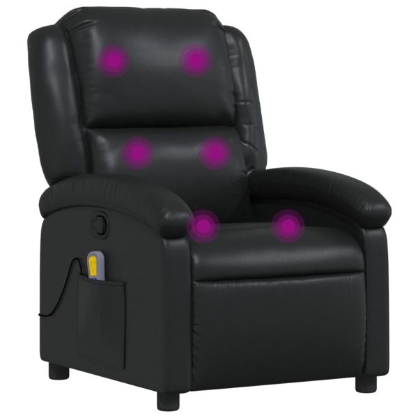 Poltrona de massagens reclinável couro artificial preto - Image 2