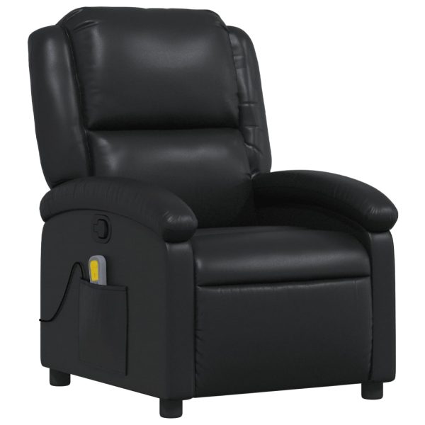 Poltrona de massagens reclinável couro artificial preto - Image 3