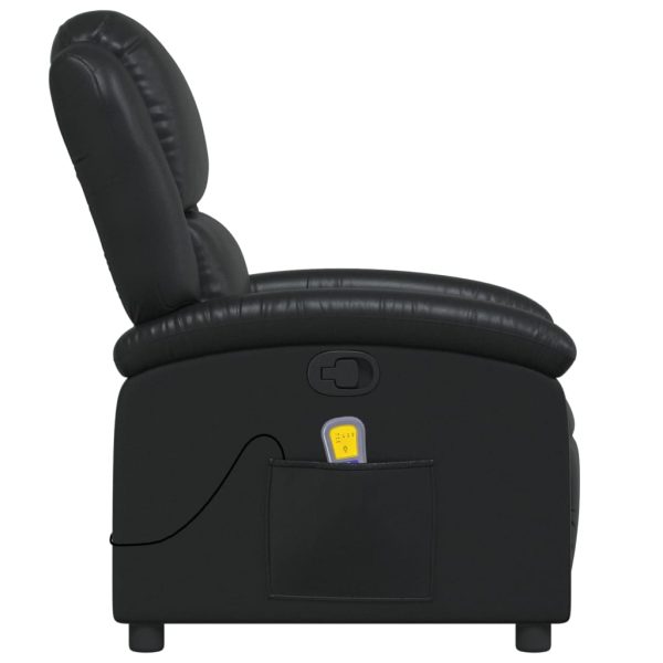 Poltrona de massagens reclinável couro artificial preto - Image 5