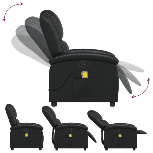 Poltrona de massagens reclinável couro artificial preto - Image 7