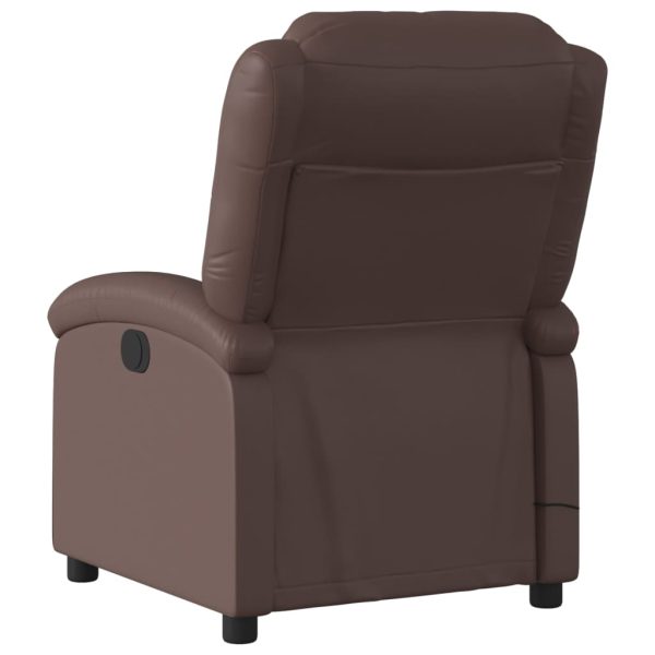 Poltrona de massagens reclinável couro artificial castanho - Image 6