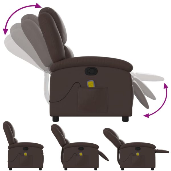Poltrona de massagens reclinável couro artificial castanho - Image 7