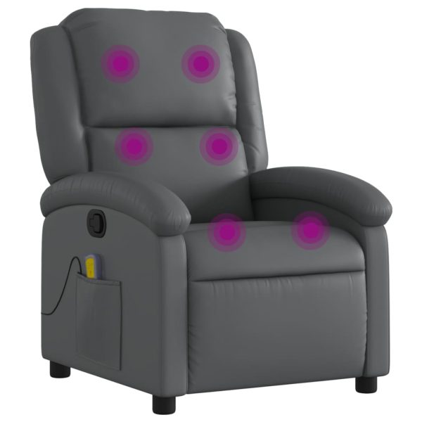 Poltrona de massagens reclinável couro artificial cinzento - Image 2