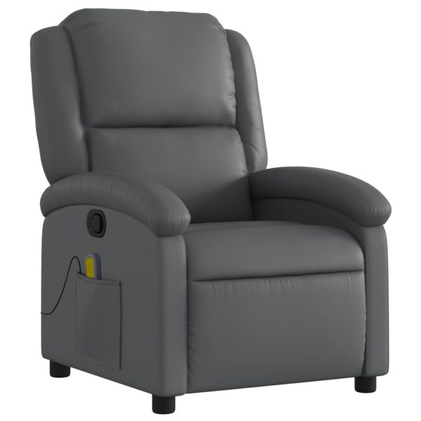 Poltrona de massagens reclinável couro artificial cinzento - Image 3