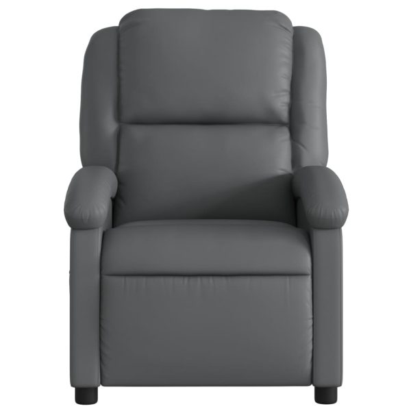 Poltrona de massagens reclinável couro artificial cinzento - Image 4