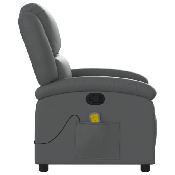Poltrona de massagens reclinável couro artificial cinzento - Image 5
