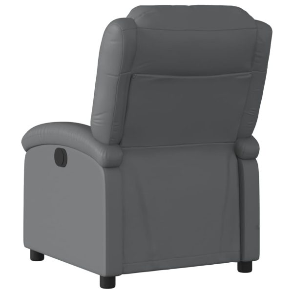 Poltrona de massagens reclinável couro artificial cinzento - Image 6