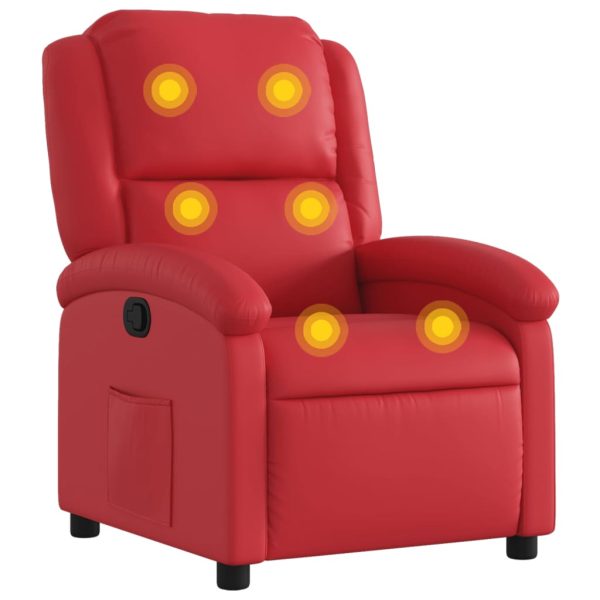 Poltrona de massagens reclinável couro artificial vermelho - Image 2
