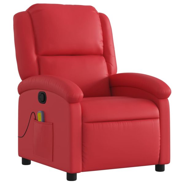Poltrona de massagens reclinável couro artificial vermelho - Image 3