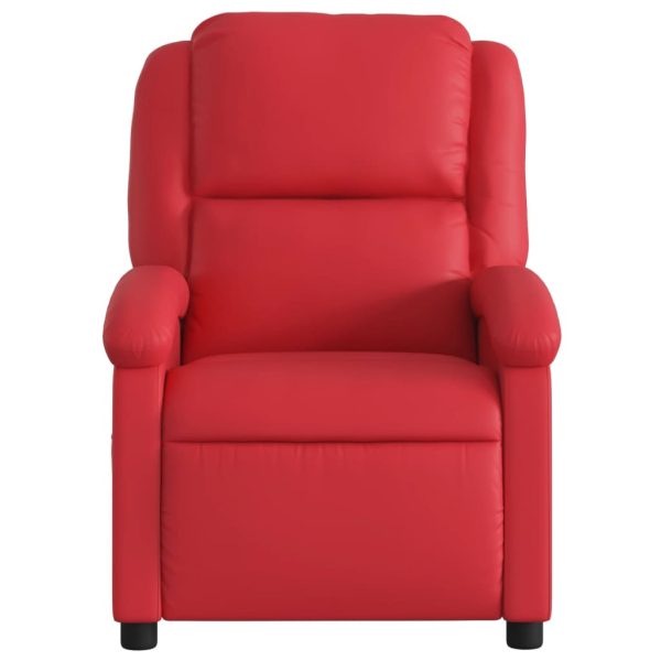 Poltrona de massagens reclinável couro artificial vermelho - Image 4