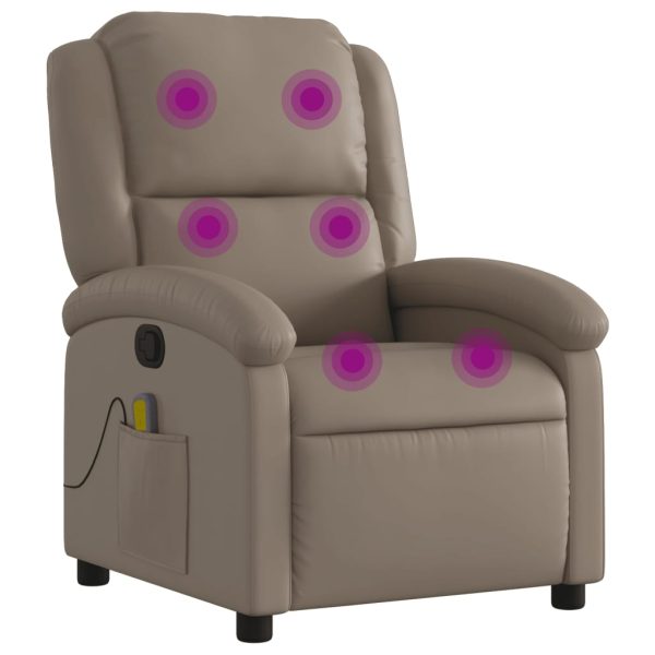 Poltrona de massagens reclinável couro artificial cappuccino - Image 2