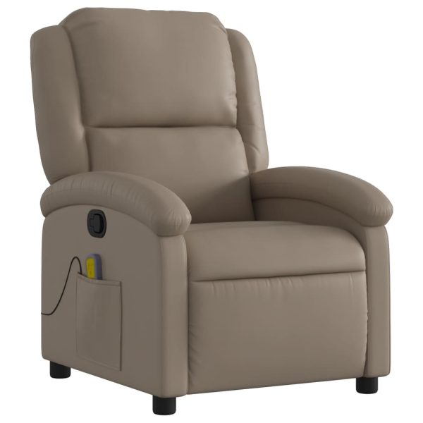 Poltrona de massagens reclinável couro artificial cappuccino - Image 3