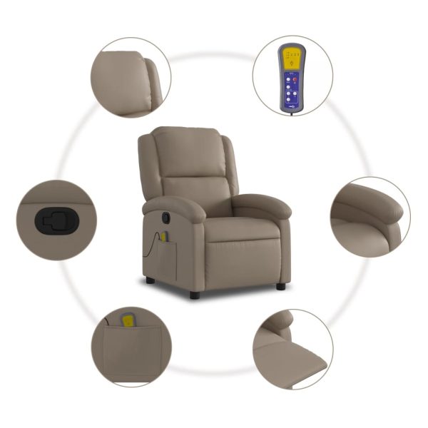 Poltrona de massagens reclinável couro artificial cappuccino - Image 8