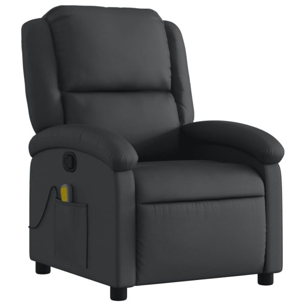 Poltrona de massagens reclinável couro genuíno preto - Image 3