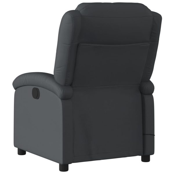 Poltrona de massagens reclinável couro genuíno preto - Image 4