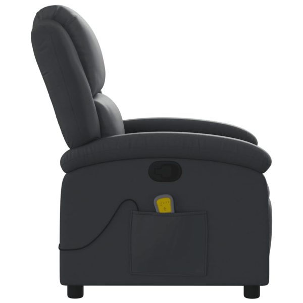 Poltrona de massagens reclinável couro genuíno preto - Image 8