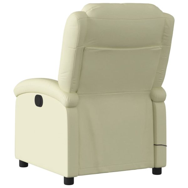 Poltrona de massagens reclinável couro genuíno cor creme - Image 4