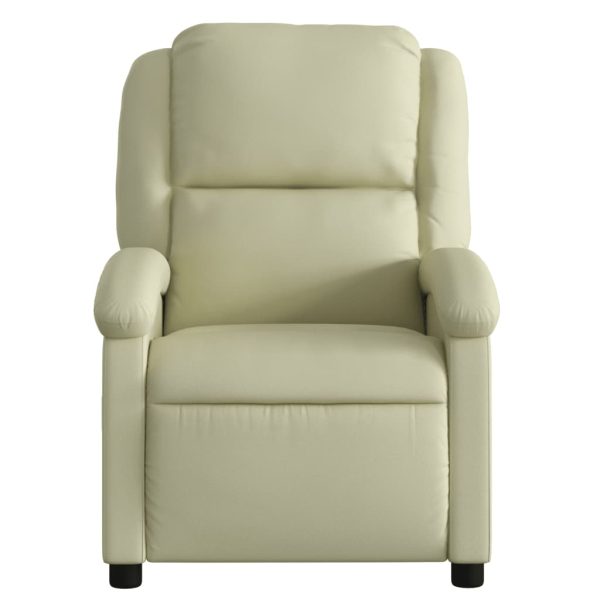Poltrona de massagens reclinável couro genuíno cor creme - Image 7