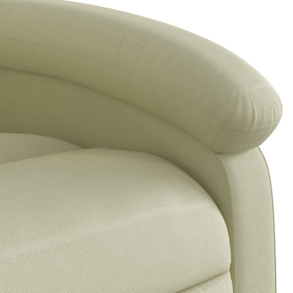 Poltrona de massagens reclinável couro genuíno cor creme - Image 9