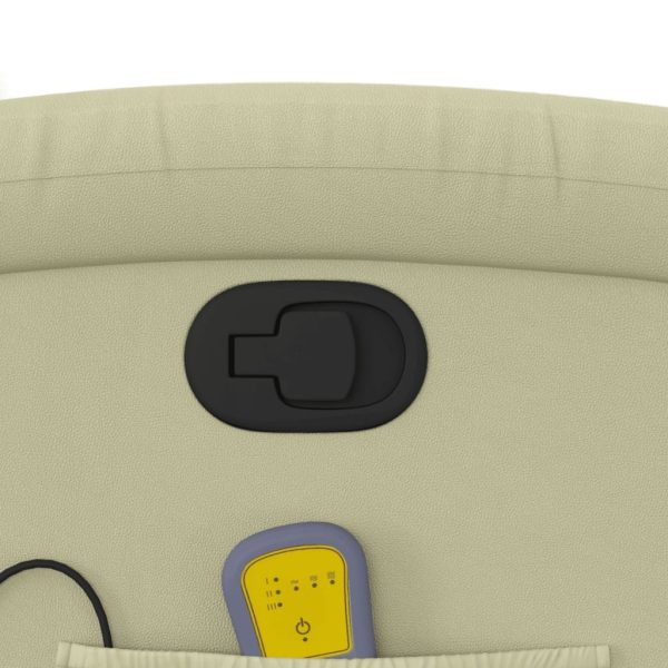 Poltrona de massagens reclinável couro genuíno cor creme - Image 10