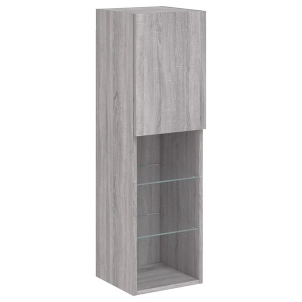Móvel de TV com luzes LED 30,5x30x102 cm cinzento sonoma - Image 7