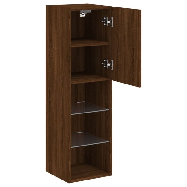 Móveis de TV c/ luzes LED 2 pcs 30,5x30x102cm carvalho castanho - Image 8