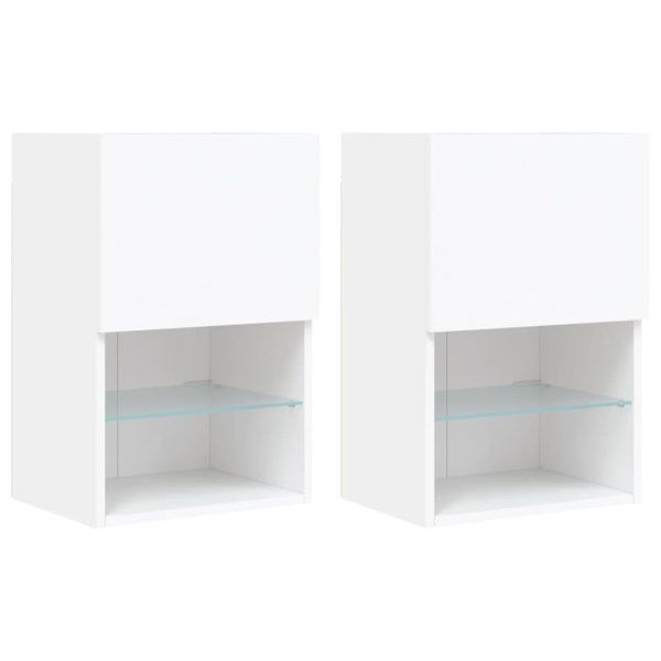 Móveis de TV com luzes LED 2 pcs 40,5x30x60 cm branco - Image 2