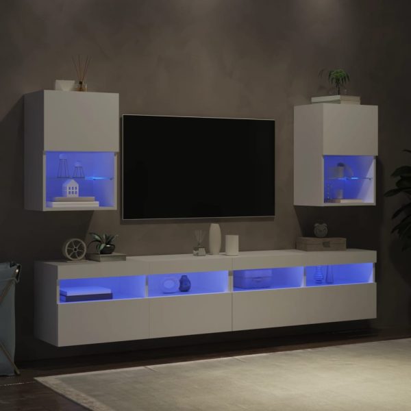 Móveis de TV com luzes LED 2 pcs 40,5x30x60 cm branco - Image 3