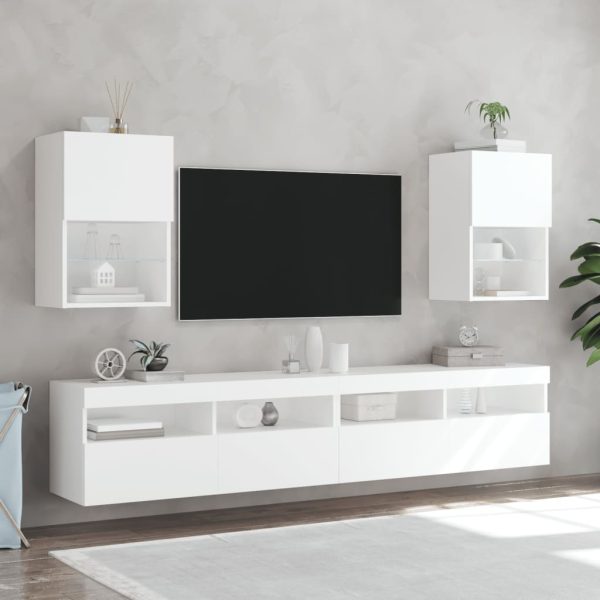 Móveis de TV com luzes LED 2 pcs 40,5x30x60 cm branco - Image 4