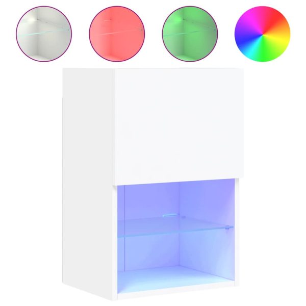 Móveis de TV com luzes LED 2 pcs 40,5x30x60 cm branco - Image 6