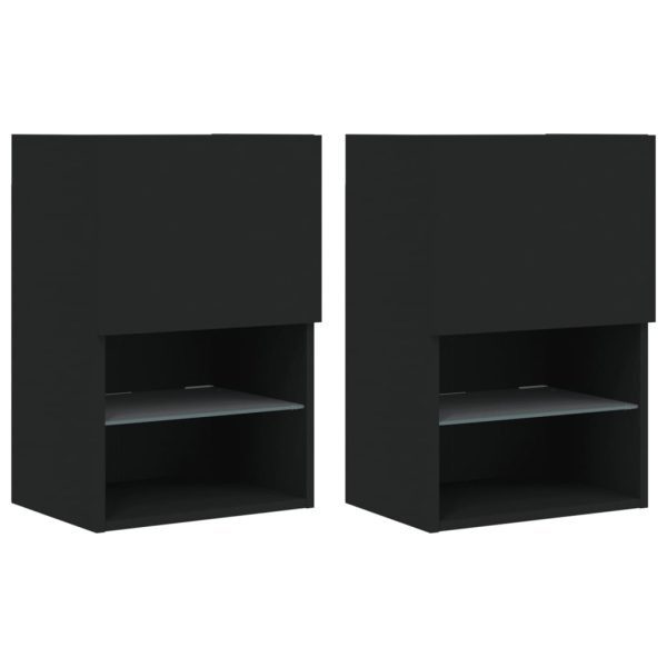 Móveis de TV com luzes LED 2 pcs 40,5x30x60 cm preto - Image 2