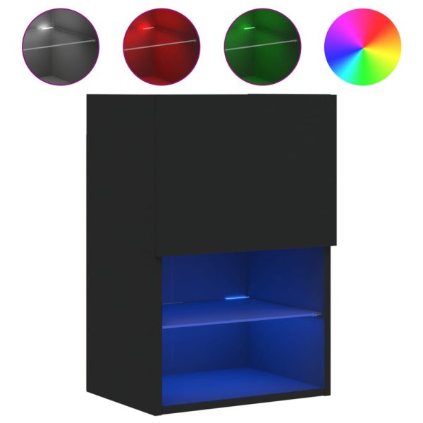 Móveis de TV com luzes LED 2 pcs 40,5x30x60 cm preto - Image 6