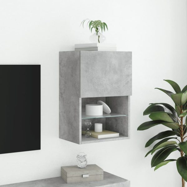 Móvel de TV com luzes LED 40,5x30x60 cm cinzento cimento - Image 4