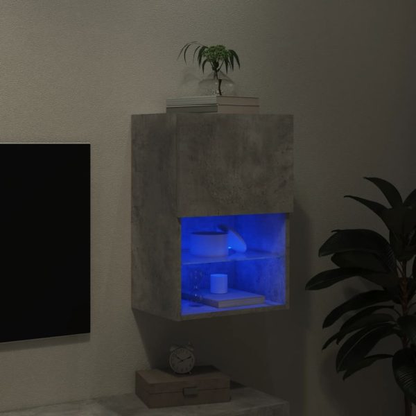 Móvel de TV com luzes LED 40,5x30x60 cm cinzento cimento - Image 5