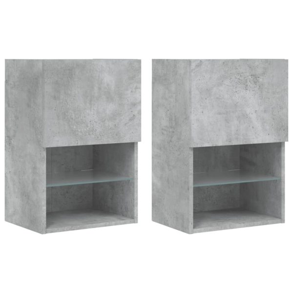 Móveis de TV com luzes LED 2 pcs 40,5x30x60 cm cinzento cimento - Image 2