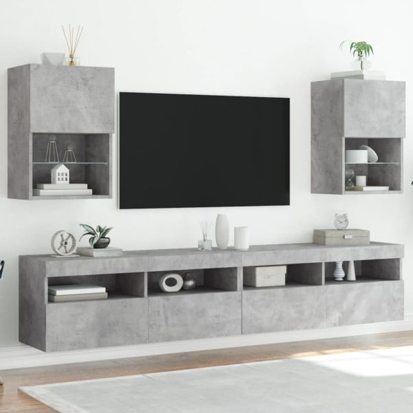 Móveis de TV com luzes LED 2 pcs 40,5x30x60 cm cinzento cimento - Image 3