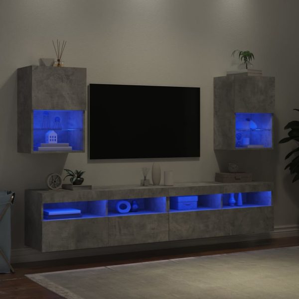 Móveis de TV com luzes LED 2 pcs 40,5x30x60 cm cinzento cimento - Image 4