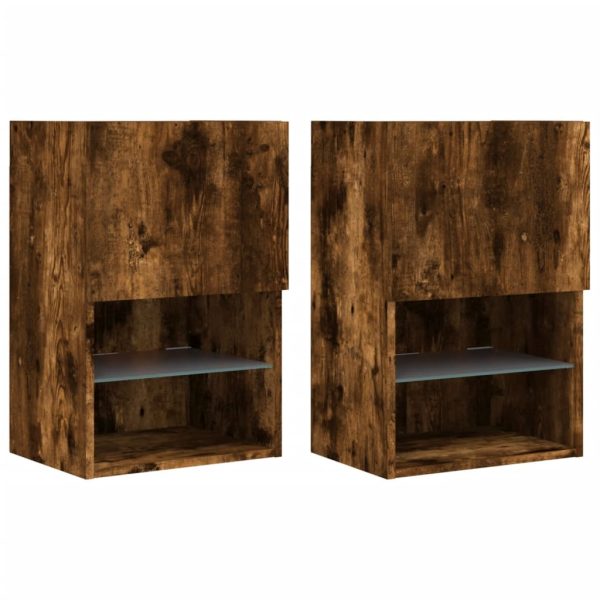Móveis de TV c/ luzes LED 2 pcs 40,5x30x60 cm carvalho fumado - Image 2