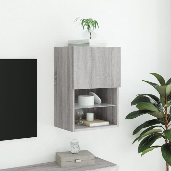 Móvel de TV com luzes LED 40,5x30x60 cm cinzento sonoma - Image 4