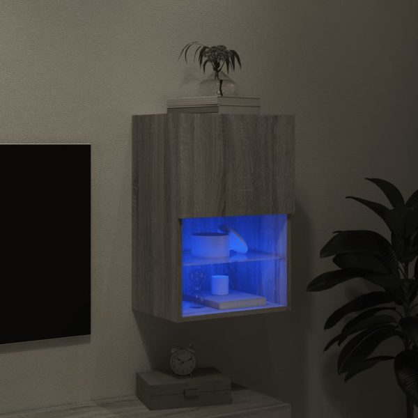 Móvel de TV com luzes LED 40,5x30x60 cm cinzento sonoma - Image 5