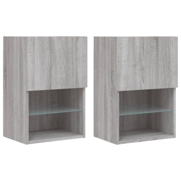 Móveis de TV com luzes LED 2 pcs 40,5x30x60 cm cinzento sonoma - Image 2